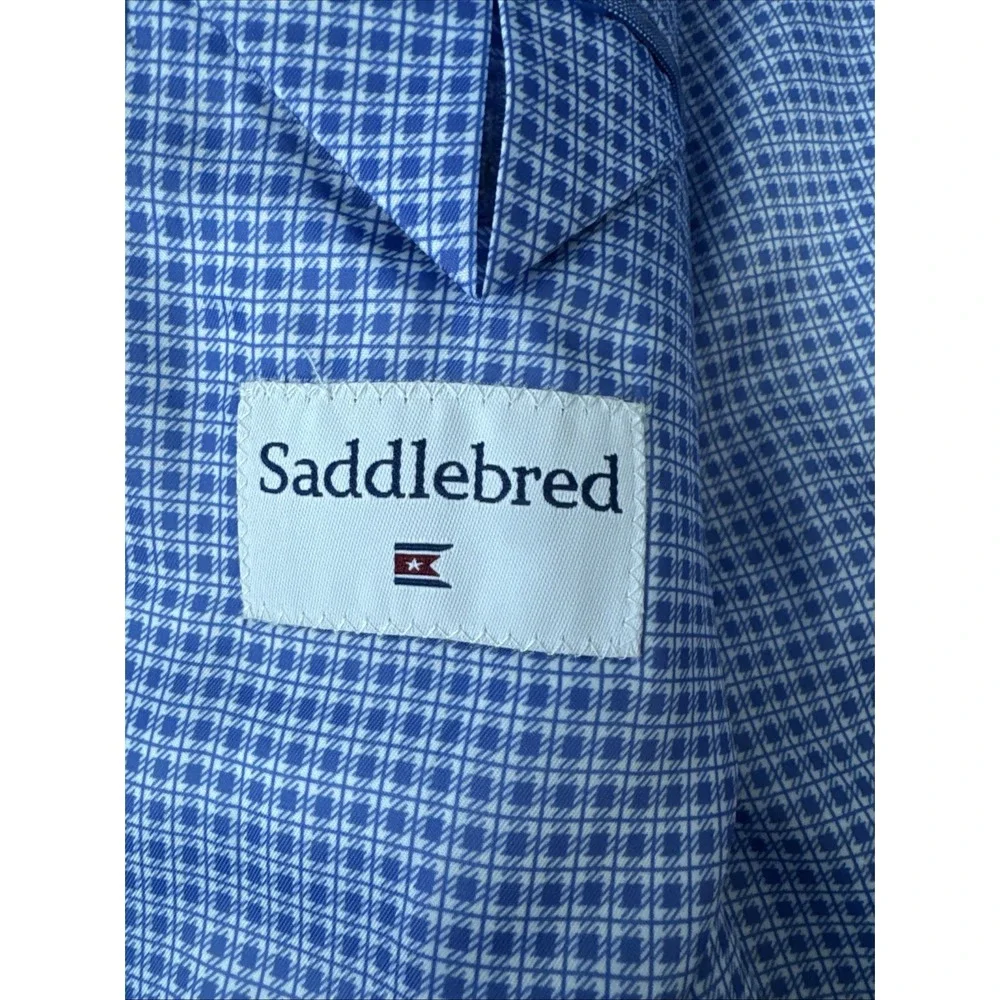 Saddlebred Men's Blue Sport Coat Blazer 46L Cotton Poly Lined Classic Fit Jacket